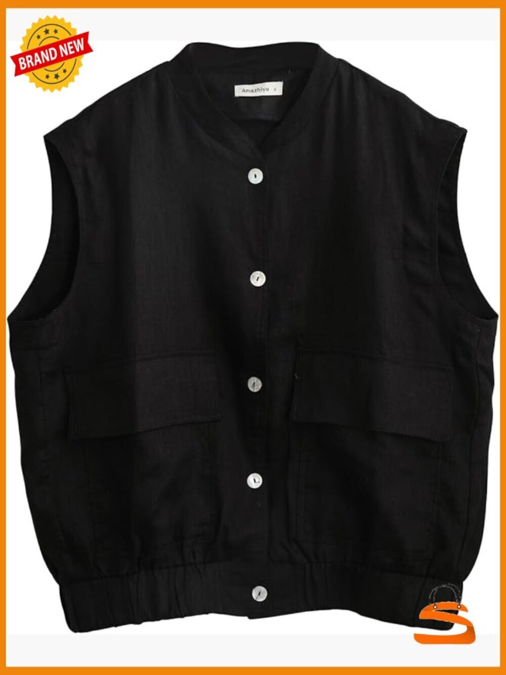 Linen Button Up Sleeveless Vest Coat Casual Loose Fit